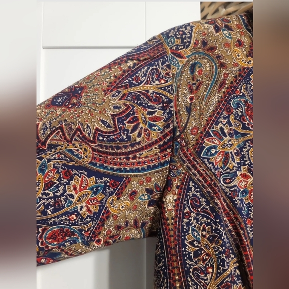 Vtg Jessica Howard By Mitchell Rodbell Womens Sz 12 Paisley Multi High Neck Maxi - Picture 6 of 12